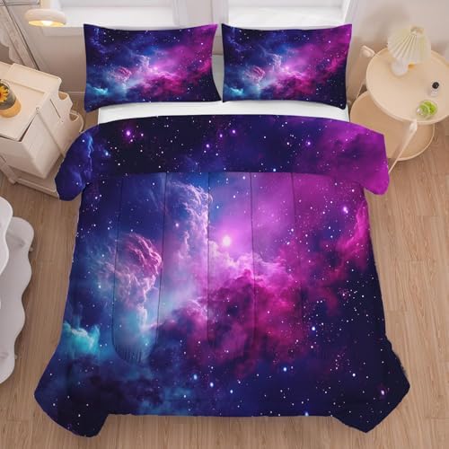FUYEEN Galaxy Comforter Set Queen Size Purple Space
