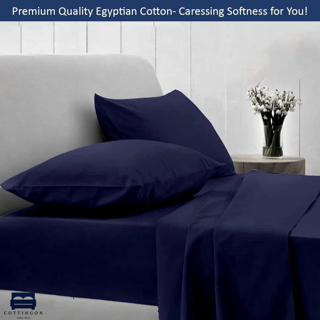 Cottingon 4 Piece Twin XL Bedding Set Navy Blue