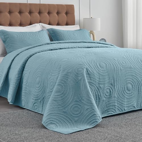 Oversized King Bedspread Set 128x120 Blue