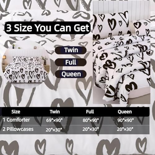 SDIII 3PCS Heart Comforter Set Full Size 1