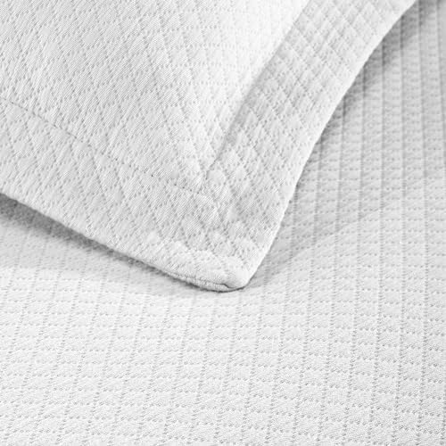 Superior 3 Piece Solitaire Cotton Bedspread Set Full White 1