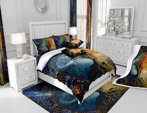 Feelyou Galaxy Tree of Life Queen Duvet Cover Set