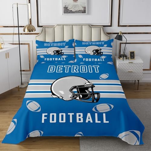Feelyou Blue American Football Coverlet Set Twin Size