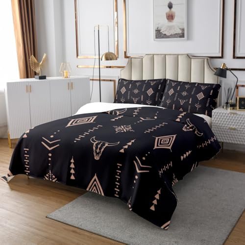 Erosebridal Bull Skull Queen Bedspread Set