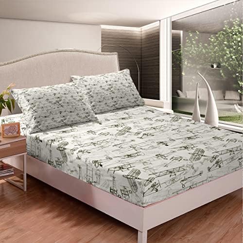Feelyou Kids Flight Sheet Set King Size Grey White Bedding Set