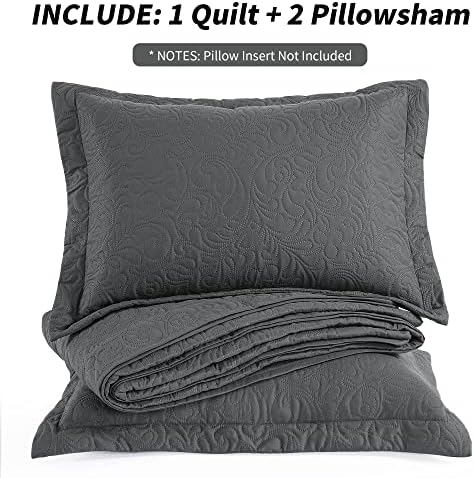 HOMBYS Alaska King 132x120 Bedspread Set - 3 Piece Grey