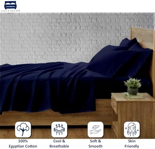 Cottingon 4 Piece Twin XL Bedding Set Navy Blue