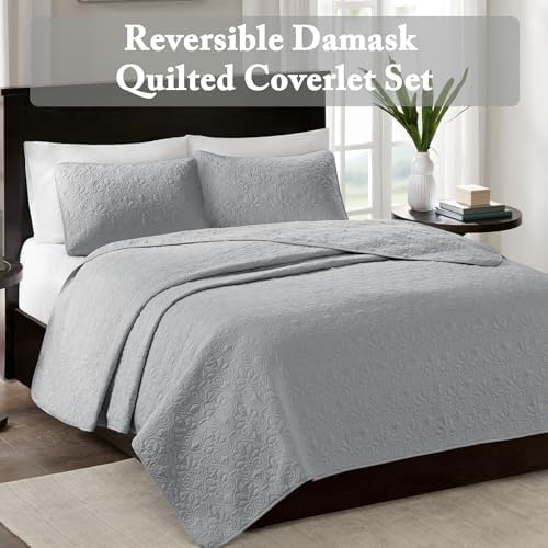 Madison Park Quebec Quilt Set - Grey 3 Piece