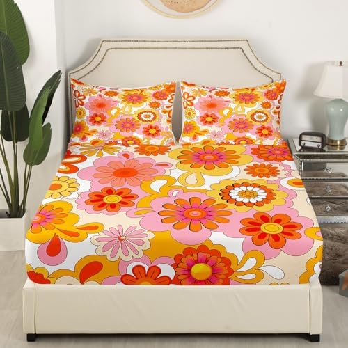 1960s Groovy Flower Sheet Set Queen
