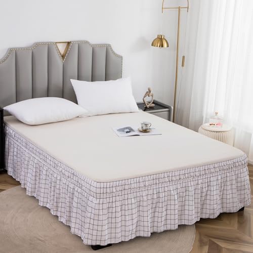 BESTORI Wrap Around Ruffled Bed Skirt Twin 39 x 75 15 Drop White