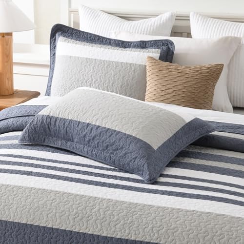 Finlonte Striped Oversized Queen Bedspread Set