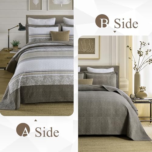 DDUOXIN 3 Piece King Bedspread Set - 120x120 Cotton Quilt with Pillow Shams