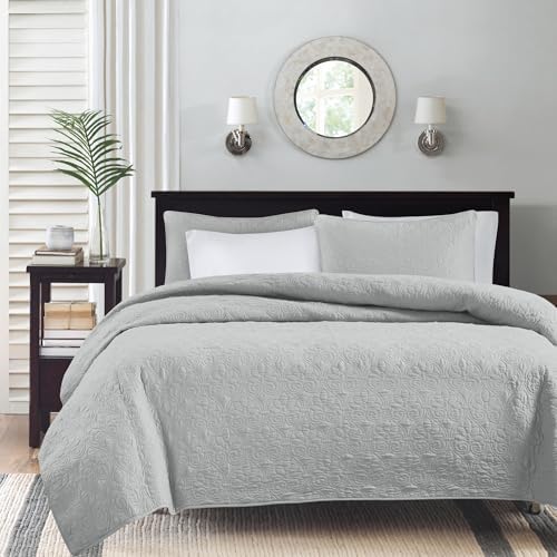 Madison Park Quebec Quilt Set - Grey 3 Piece