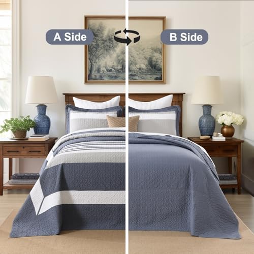Finlonte Striped Oversized Queen Bedspread Set