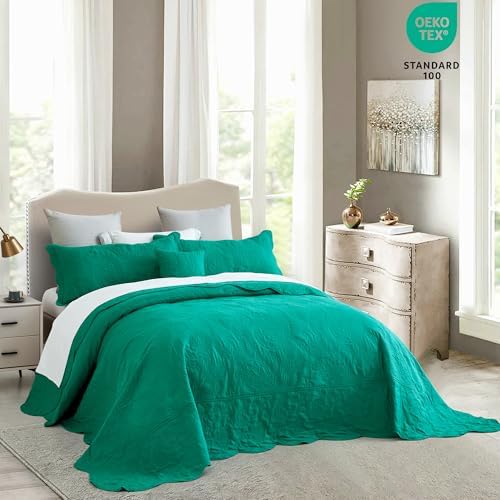 HZ HY Oversized King Bedspread Set - Teal Blue