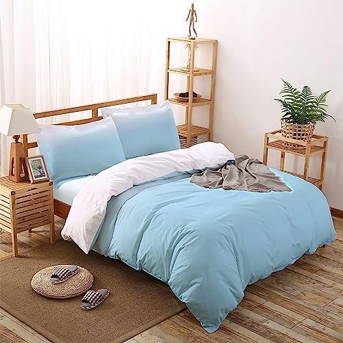 LooPoP 4PCS California King Comforter Set Gradient Blue White Ombre