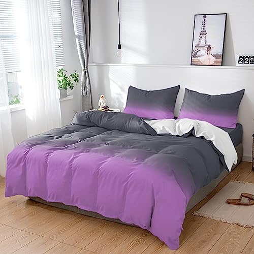 LooPoP 4PCS California King Duvet Set Purple Grey Ombre