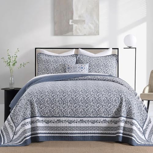 FineStichery Cotton King Bedspread Set 128x120 Blue White