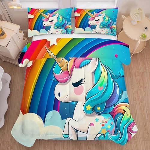 FUYEUN Unicorn Comforter Set Twin Size