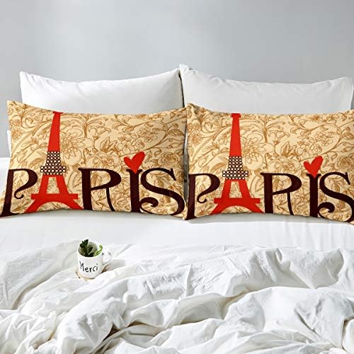 Feelyou 3D Eiffel Tower Duvet Cover Set for Kids Girls Women Twin