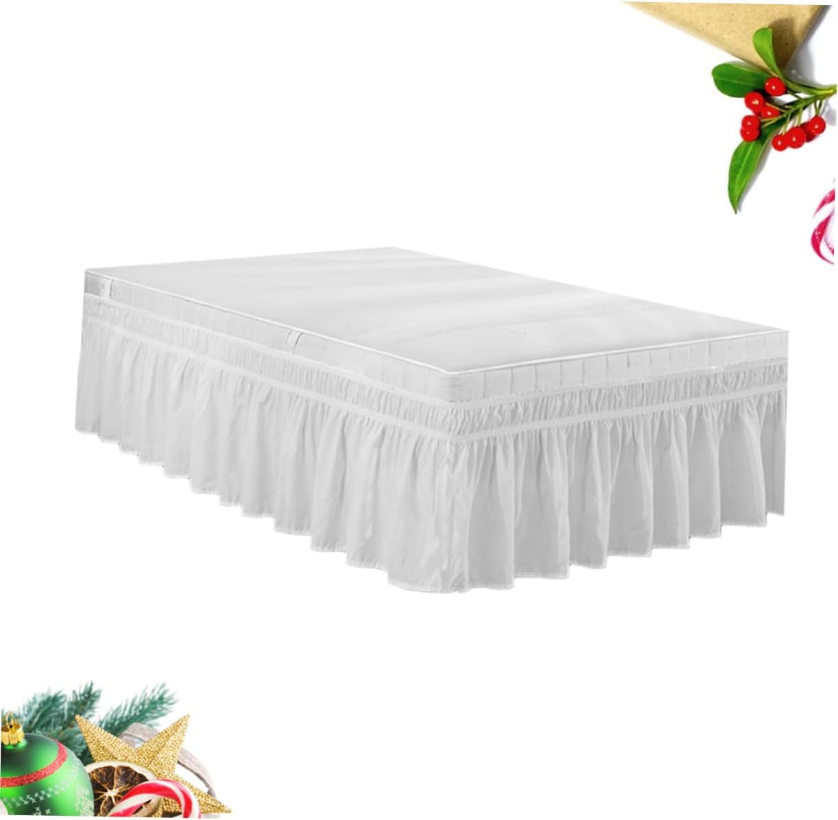 Elastic Bed Skirt - Ruffled Pleated Design for Full Bed Coverage