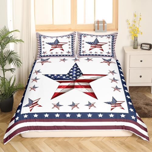 Feelyou American Flag Duvet Cover Set Twin Size
