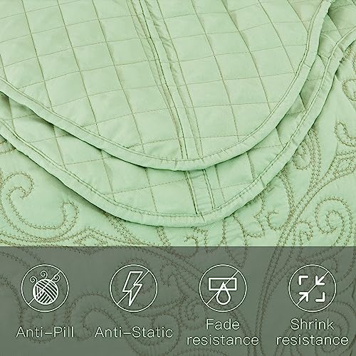 CHIXIN Bedspread Coverlet Set Queen Size - Luxury Damask Paisley Pattern