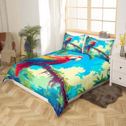 Feelyou Colorful Parrots Duvet Cover Set 3Pcs 1