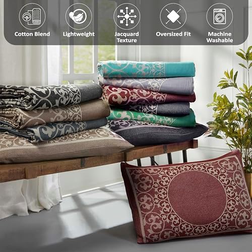 SUPERIOR Cotton Blend Bedspread Set - Queen Denim Blue