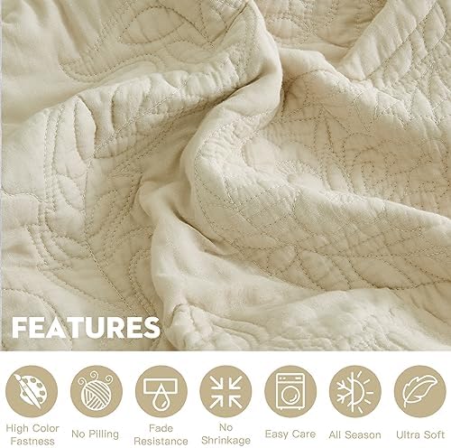 Blythease Oversized King Bedspread Set 138x122 Khaki Paisley Pattern