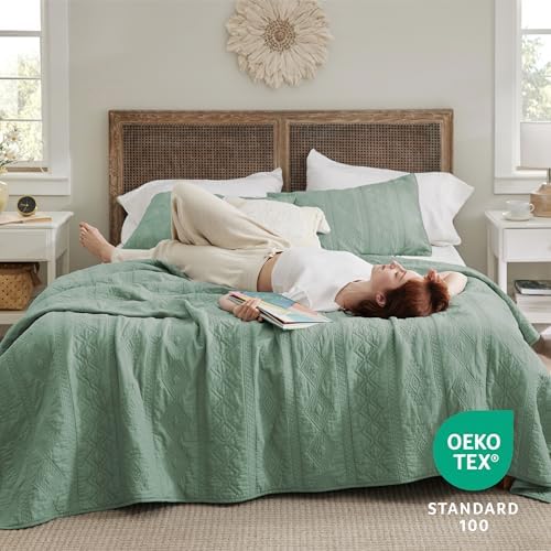 Bedsure 100 Cotton Queen Quilt Set with Pillow Shams
