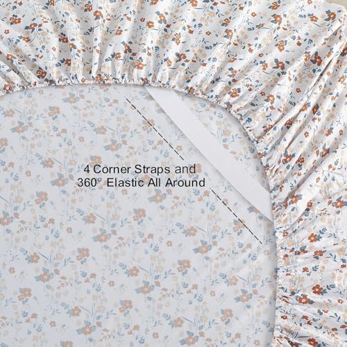 Softan Orange Floral Twin Sheet Set - 3 Piece