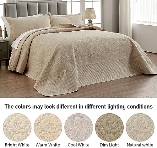 Qucover Alaska King Bedspread Set 3 Piece Paisley Microfiber