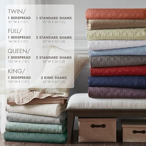 Madison Park Quebec Reversible Bedspread Set Queen 102x118 Dark Grey