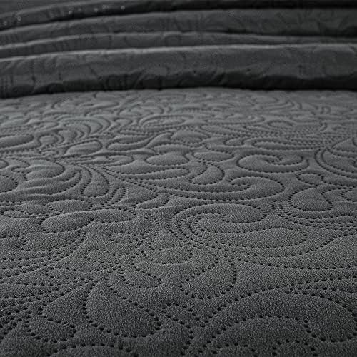 HOMBYS Alaska King 132x120 Bedspread Set - 3 Piece Grey