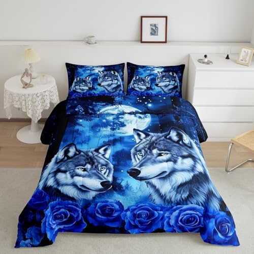 Erosebridal Wolf Couple King Size Bedding Set