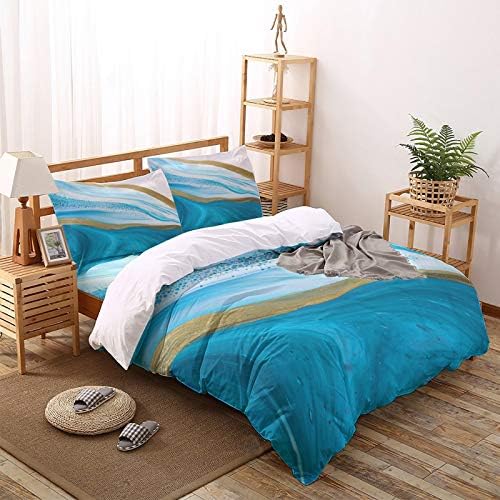 LooPoP 4PCS California King Duvet Cover Set Blue Ombre Marble Gradient