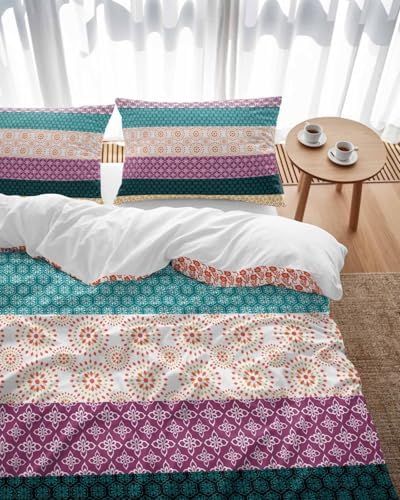 ZOE GARDEN Boho Stripe Queen Duvet Cover Set 3 Piece