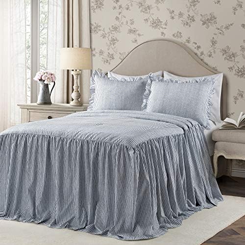 Lush Decor Ticking Stripe Bedspread 3 Piece Set King Navy