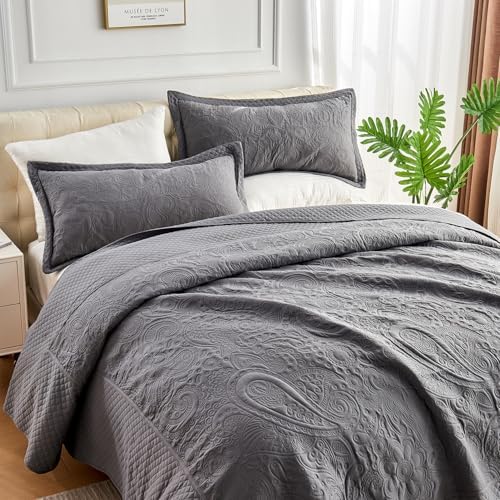 ECHODRM Oversized King Quilt 120x118 Dark Grey