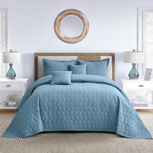 Blythease Oversized King Bedspread Set Ashley Blue 1