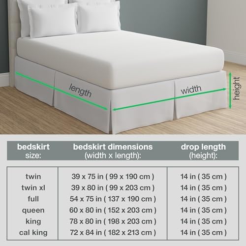DreamSpace Quilted Bed Skirt with Diamond Pattern 14 Drop Twin Ivory