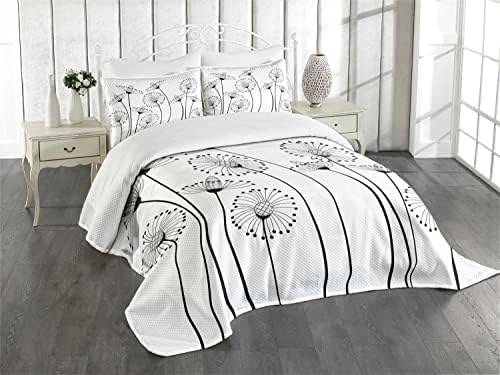Ambesonne Black and White Bedspread Set with Shams