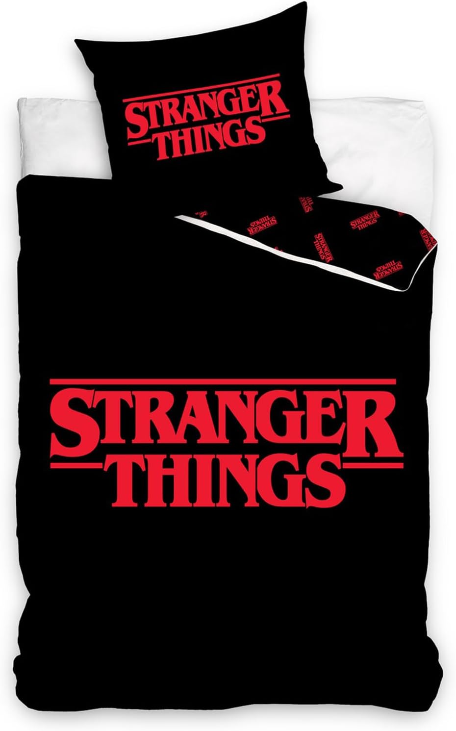Carbotex Stranger Things Logo Duvet Cover Set - 100 Cotton Reversible Kids Bedding