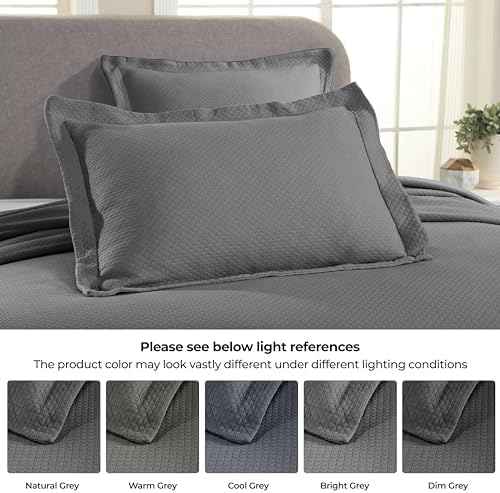 Superior Solitaire Cotton 3 Piece Bedspread Set Full Grey