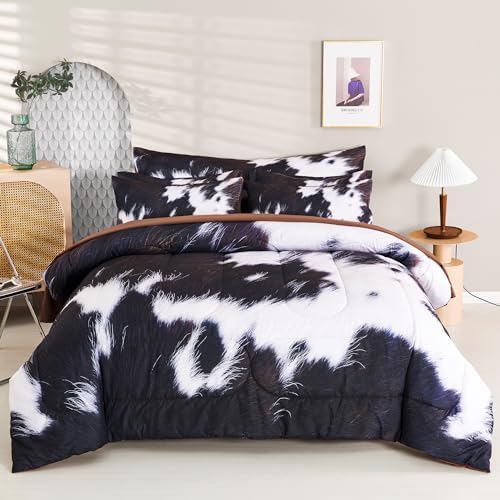 SUCSES 8-Piece Cal King Comforter Set with Cow Fur Print 1