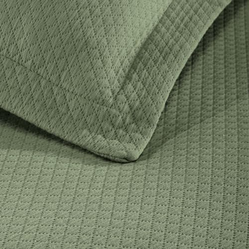 Superior Oversized Bedspread Set Diamond Solitaire Design Twin Sage