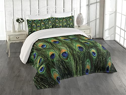 Ambesonne Peacock Coverlet Set 3 Piece King Size