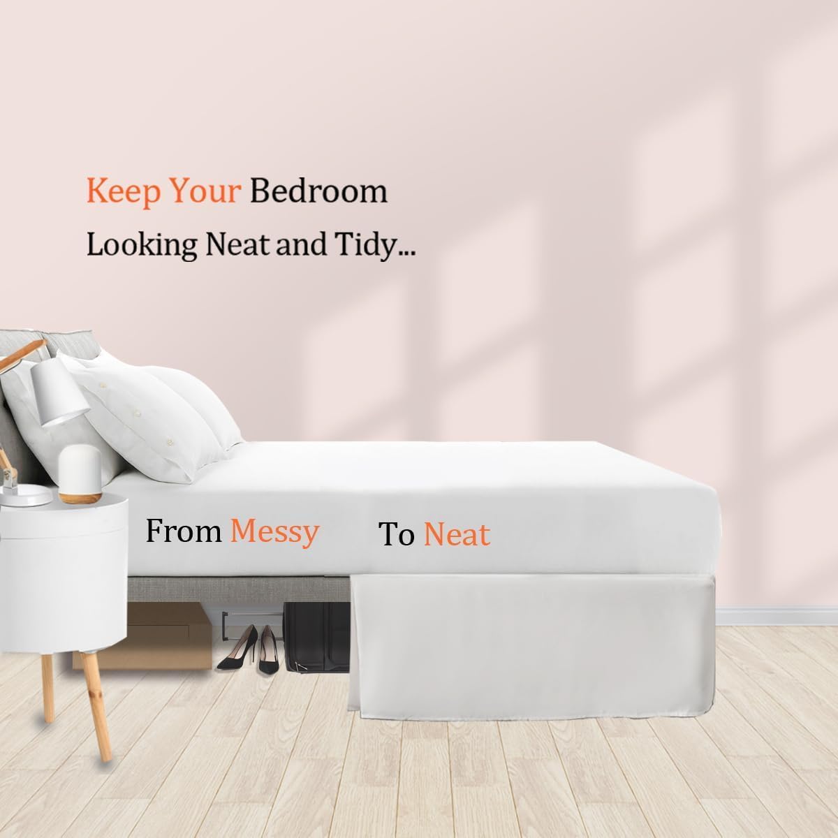 Feelyou White Love Bed Skirt Queen Size