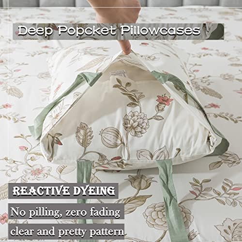 FADFAY Floral Twin XL Sheets 4Pcs Set